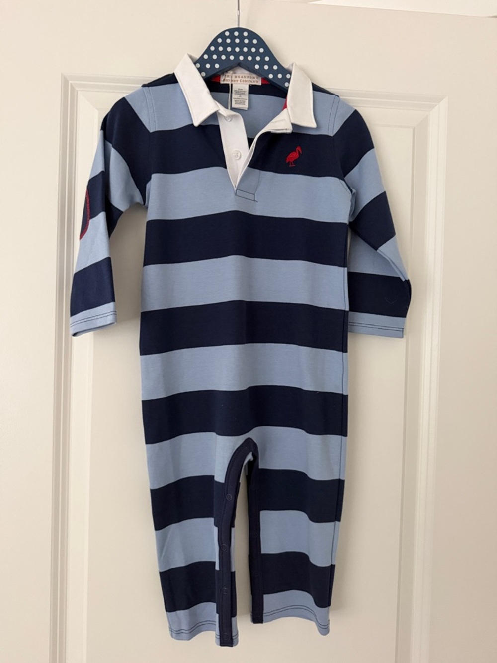 The Beaufort Bonnet Company Navy & Light Blue Striped Rugby One-Piece